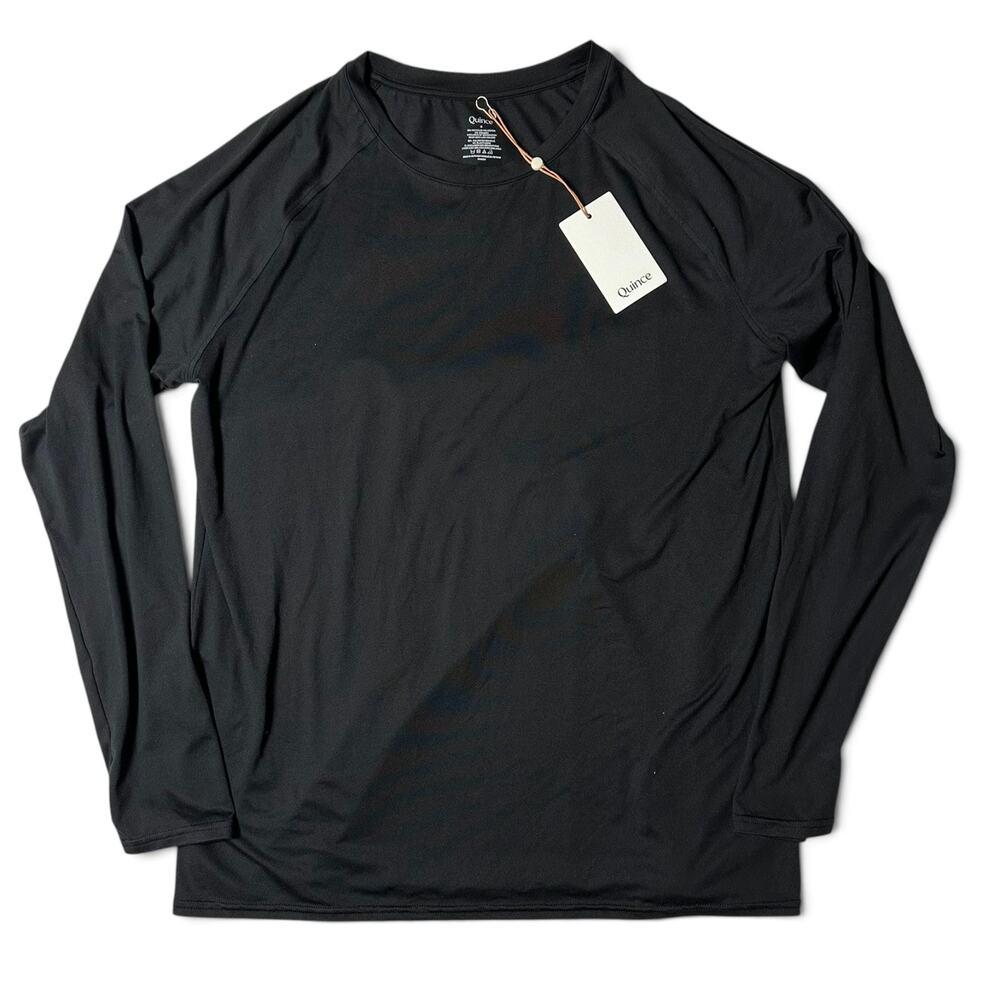 Quince Flowknit Breeze Performance Long Sleeve Tee Mens Size M Black NWT